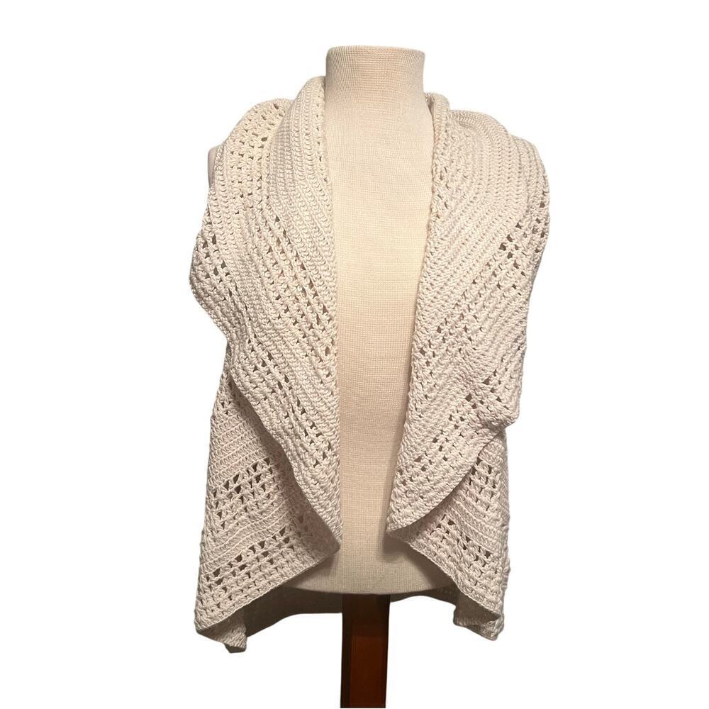 Pure Handknit Crochet Open Cardigan Vest Size M/L